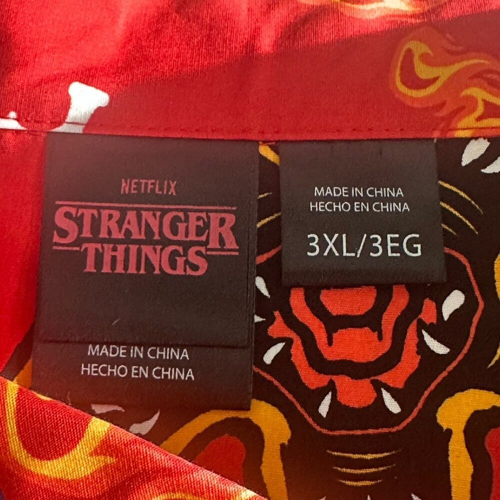 STRANGER THINGS NETFLIX Hawaiian Style Button Down Shirt Adult 3XL NWT Graphic  - Picture 5 of 10